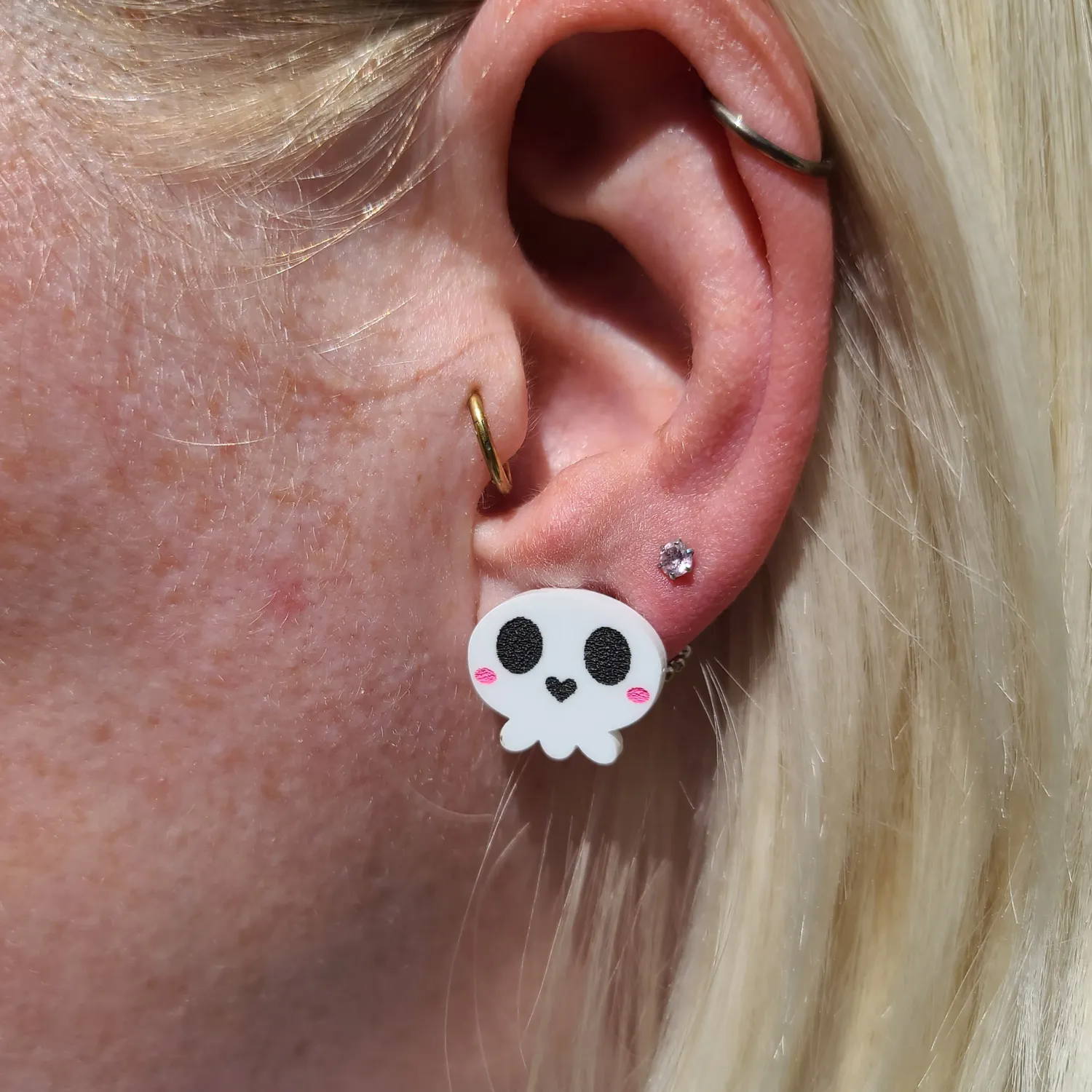 MiniKitty Cute Skeleton Studs ørestikker gull 1 par