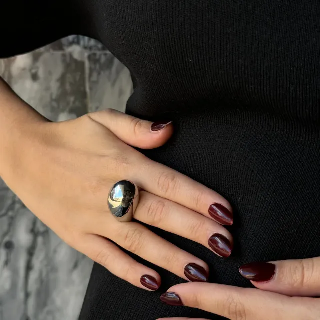 IOAKU Chunky Bold ring gull str 8 rustfritt stål