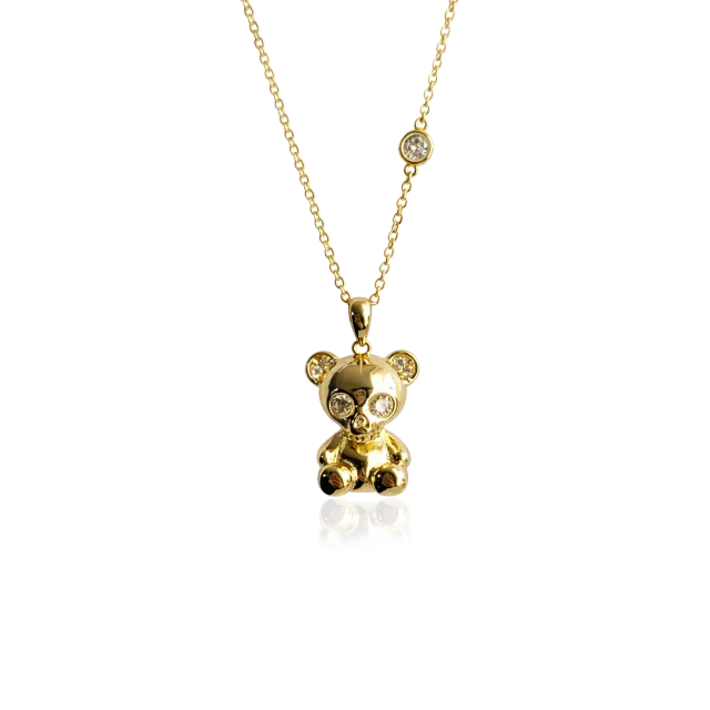 IOAKU Bear Skeleton halssmykke hvit bamse