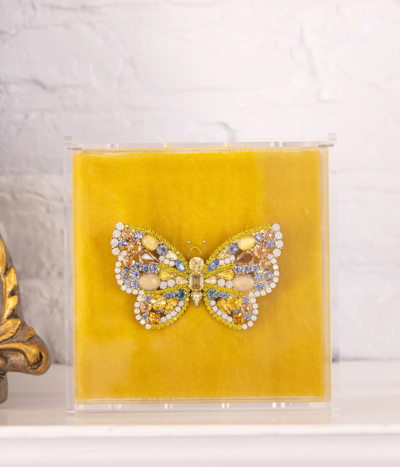 Loren Hope Butterfly Large brosje citrine white opal vintage rose