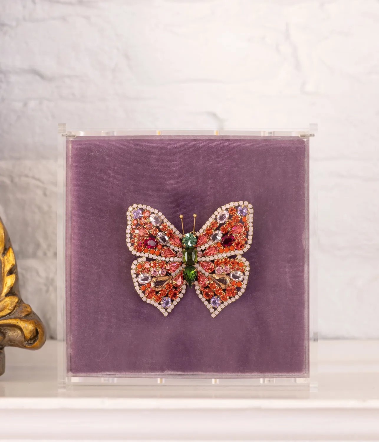 Loren Hope Butterfly Large Butterfly Padparadscha Olivine Rose brosje