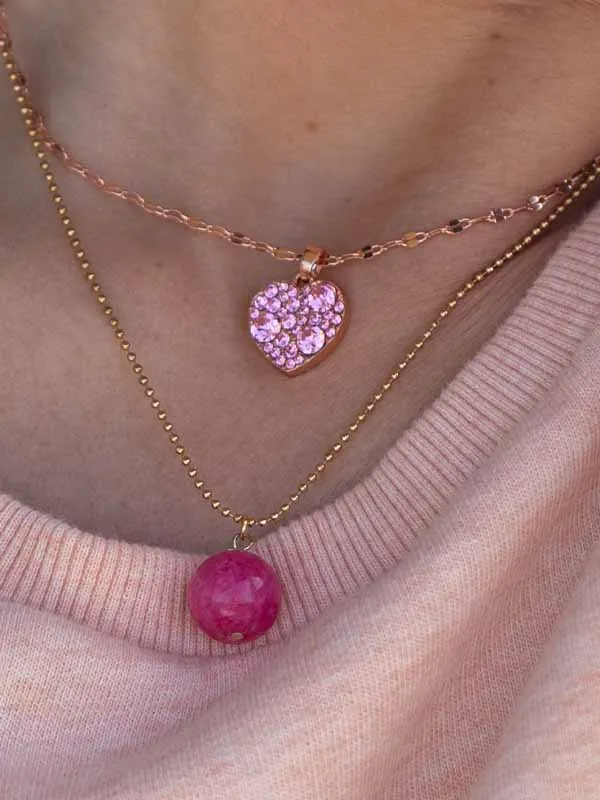 pfg Stockholm Della halskjede rosa jade