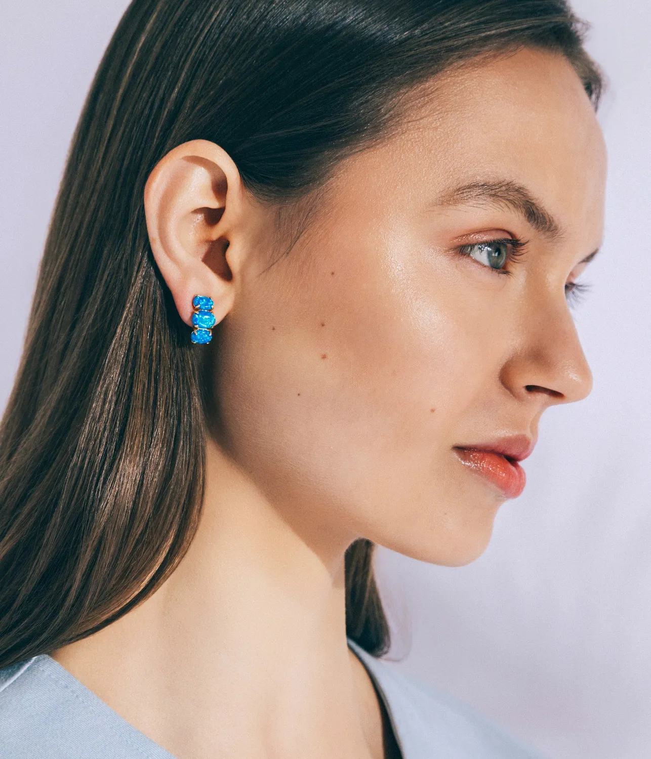 Loren Hope Nola Studs øredobber blå opal