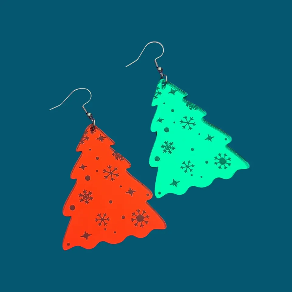 MiniKitty Christmas Tree øredobber grønn rød speil