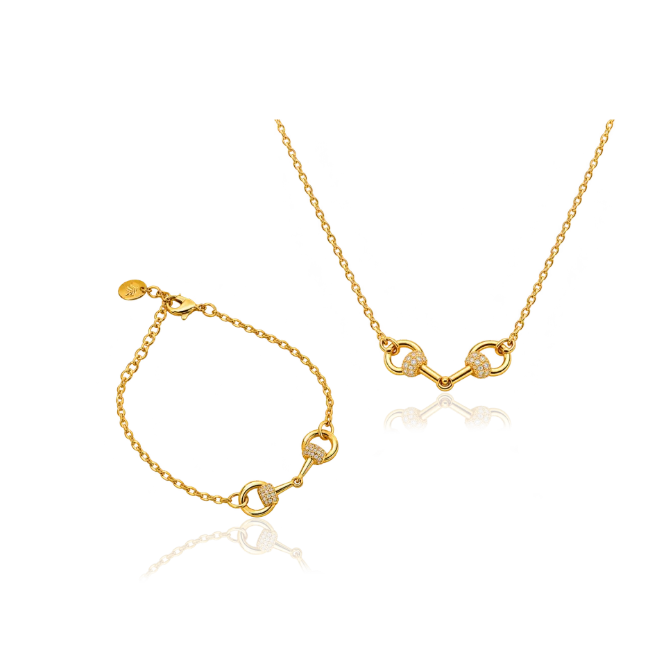 IOAKU Horsebit Thin Sparkle sett halskjede+armbånd gull
