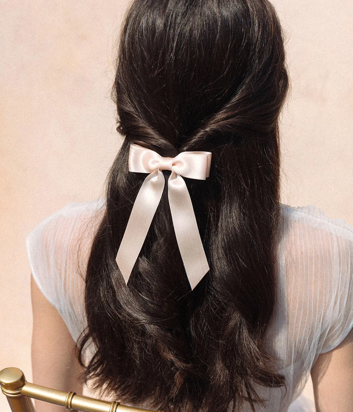 Loren Hope Bardot Bow hårsløyfe blush silke