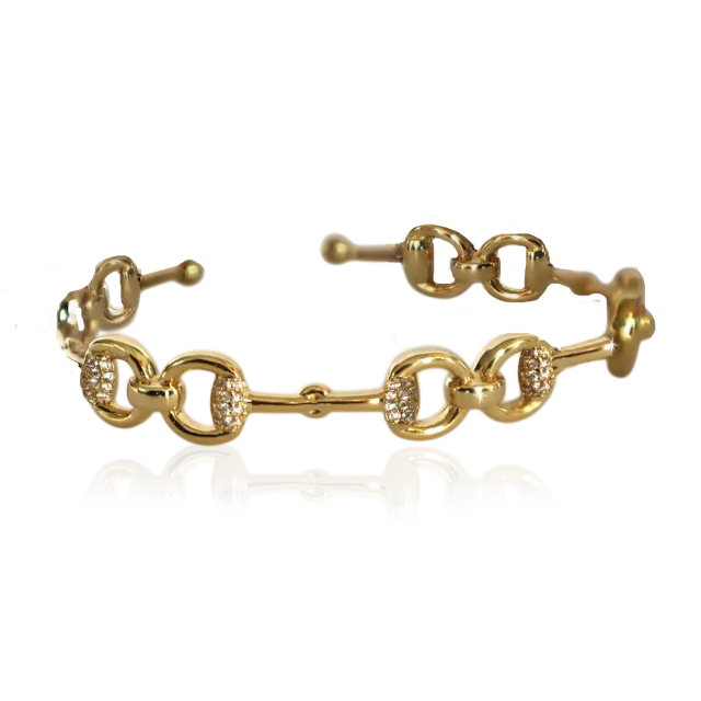 IOAKU Horsebit Pattern Sparkle cuff armbånd gull