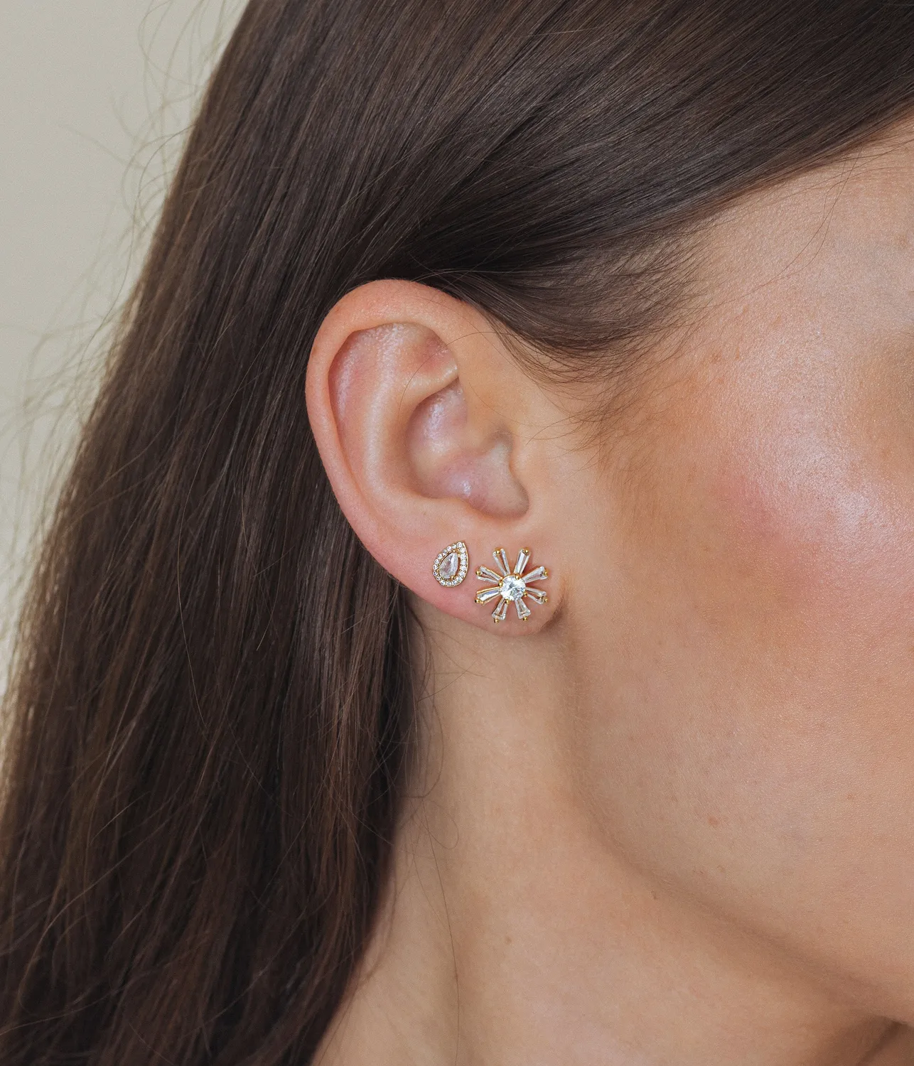 Loren Hope Crystal Stud Trio øredobber gull 3-par