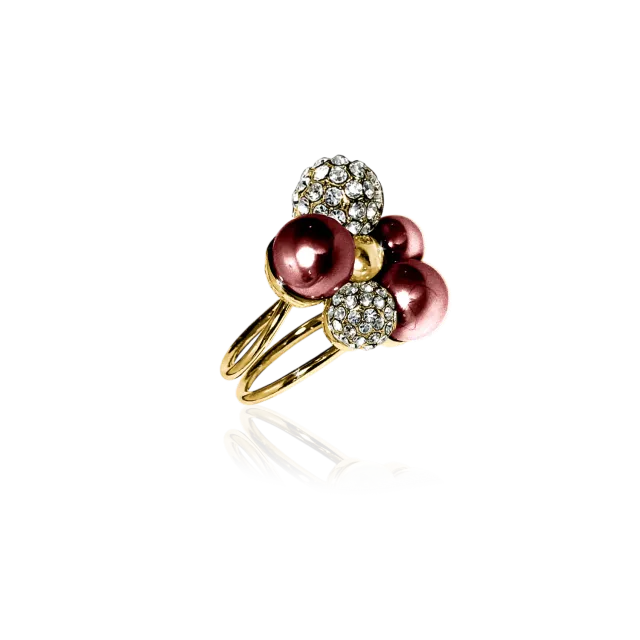 IOAKU Berry Pearl Sparkle Maxi ring burgunder justerbar