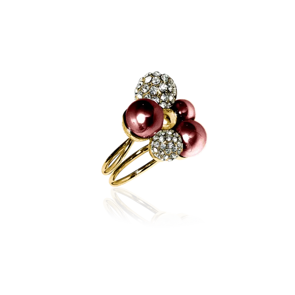 IOAKU Berry Pearl Sparkle Maxi ring burgunder justerbar