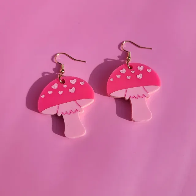 MiniKitty Mushrooms Hearts øredobber sopp hjerte