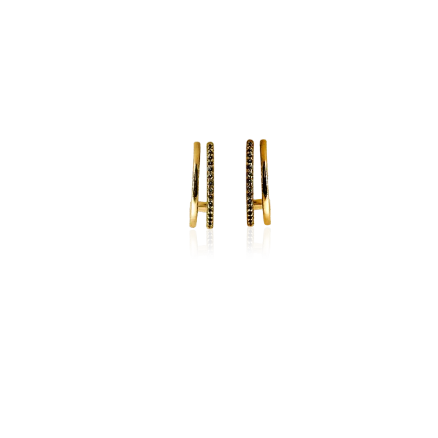 IOAKU Plain Crystal Twin Loop øredobber svart gull