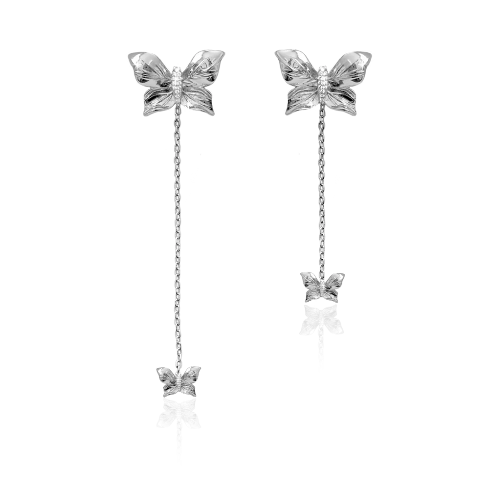 IOAKU Hanging Papillon Crystal øredobber gull sommerfugl