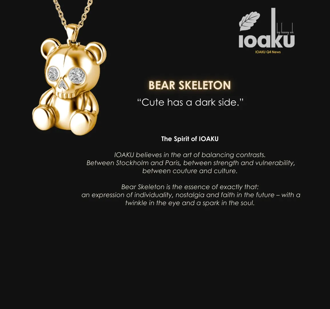 IOAKU Bear Skeleton mystery box sølv øredobber