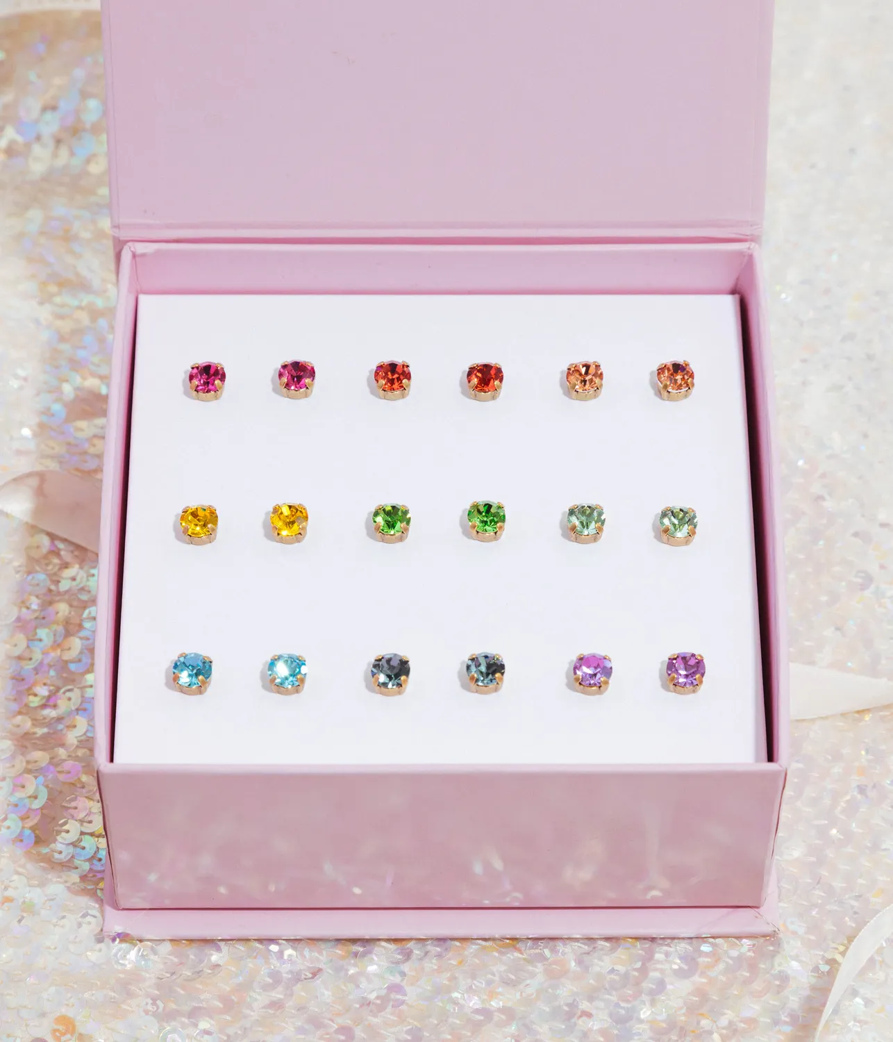 Loren Hope Rainbow Bright Studs øredobber 9-pak flerfarget glass