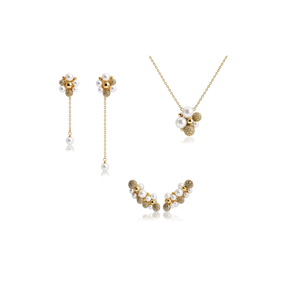 IOAKU Berry Petite smykkesett gull perle 3 deler