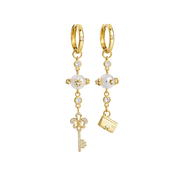 IOAKU Lucky Code Hoop øredobber gull charms stål