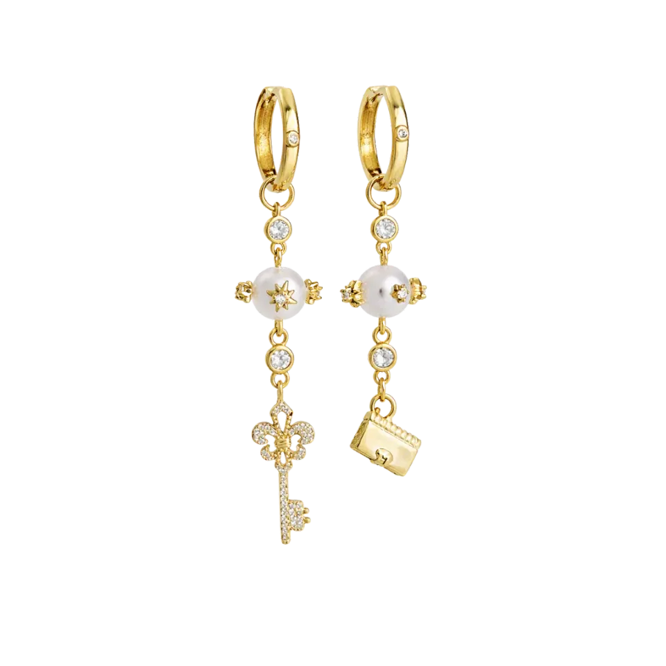 IOAKU Lucky Code Hoop øredobber gull charms stål