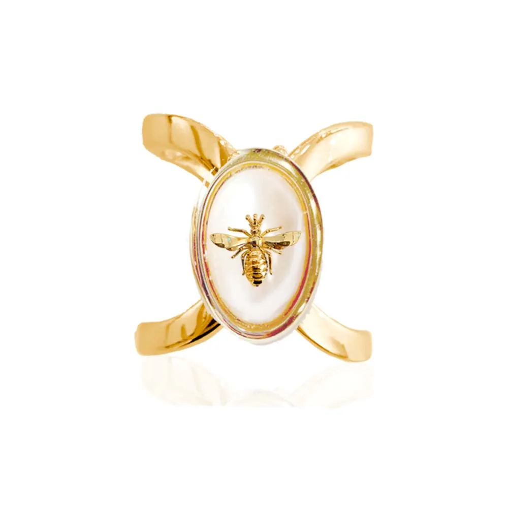 IOAKU Queen Be skjerfring gull perle bie 2,5 cm