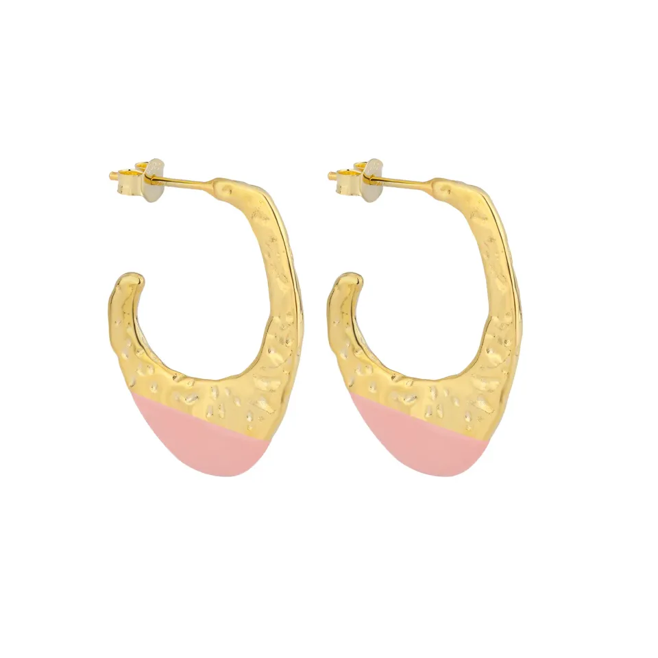 Wioga Inga øredobber forgylt par rosa 2 cm