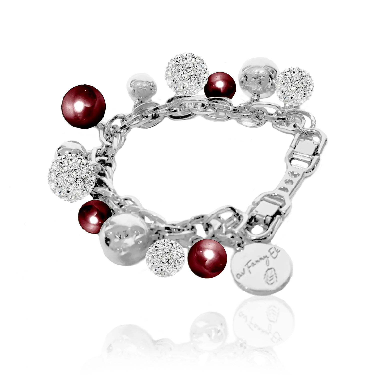 IOAKU Berry Pearl Sparkle armbånd burgunder 16-20 cm