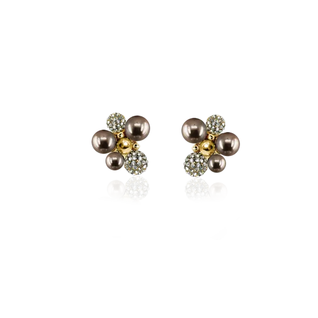 IOAKU Berry Pearl Sparkle studs brun gull krystall
