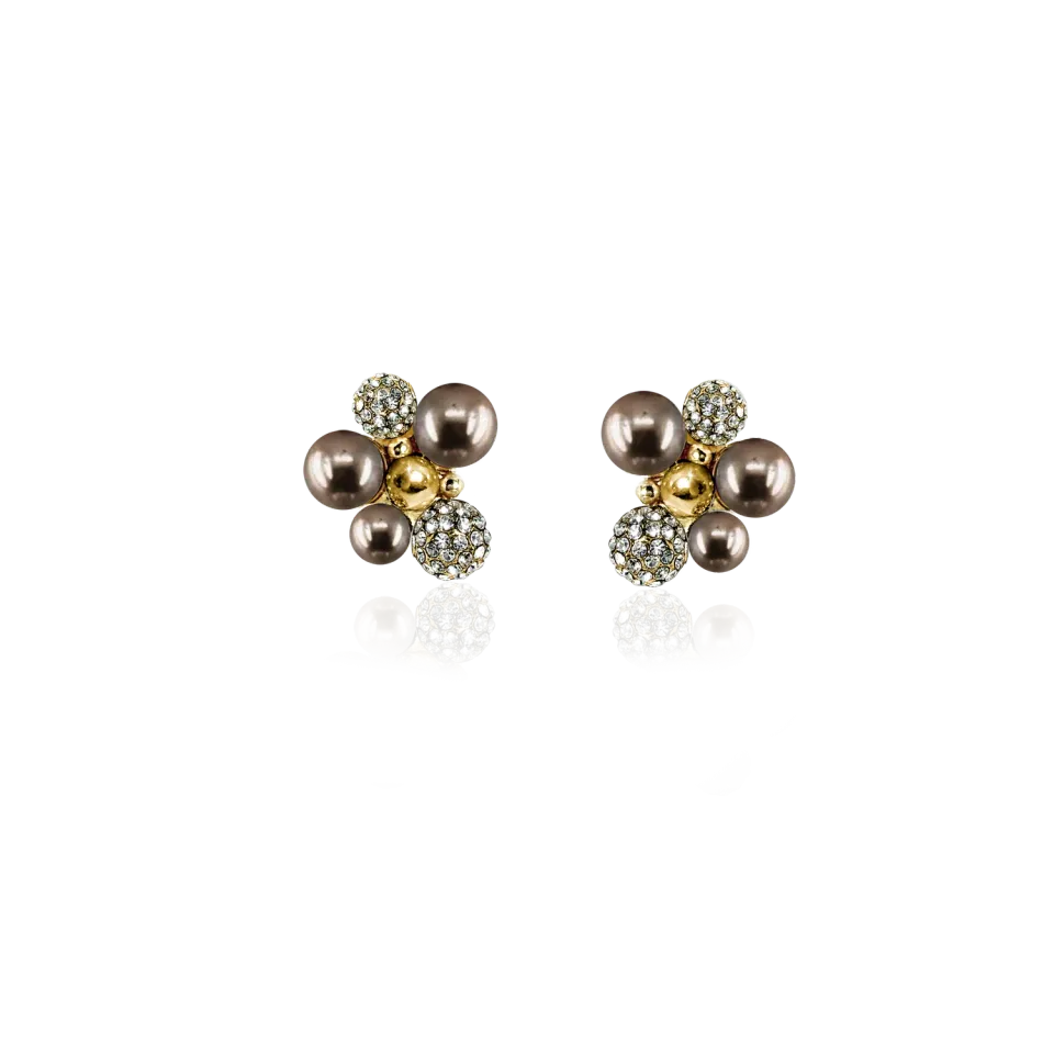 IOAKU Berry Pearl Sparkle studs brun gull krystall