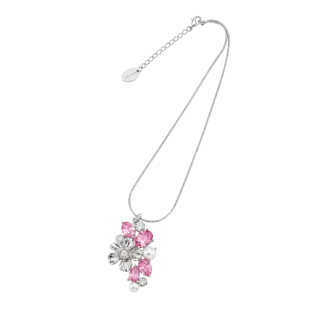 IOAKU La Fleur Garden Pendant halskjede rosa gull 42+6cm