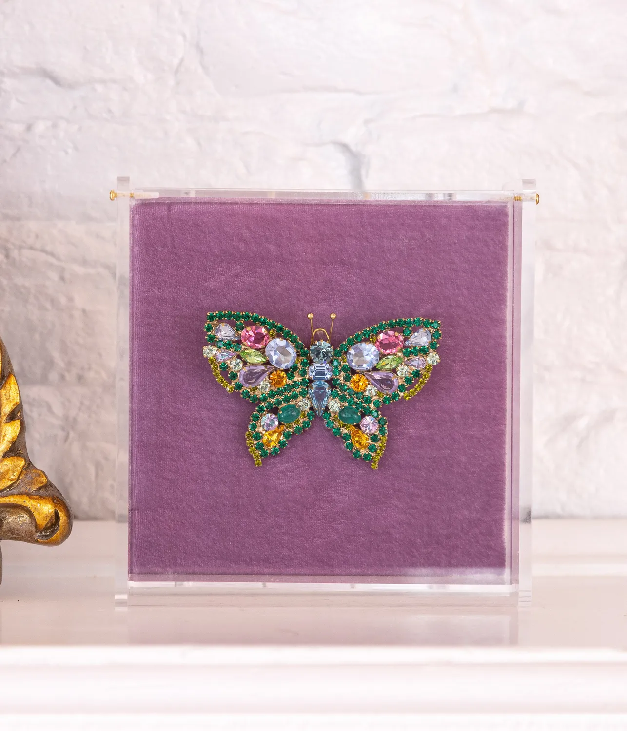 Loren Hope Butterfly Large brosje smaragd
