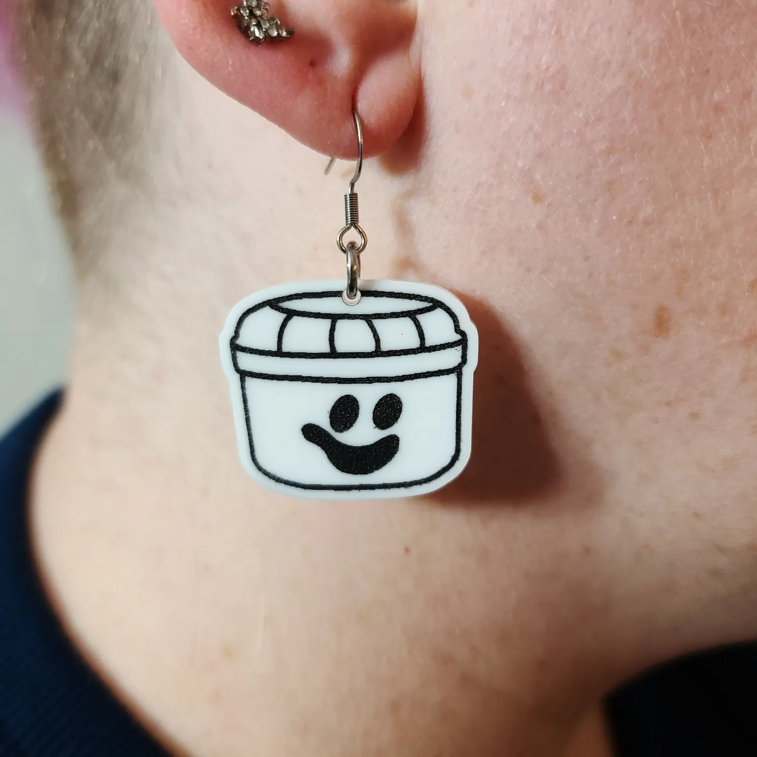 MiniKitty Halloween Ghost Bucket øredobber sølv