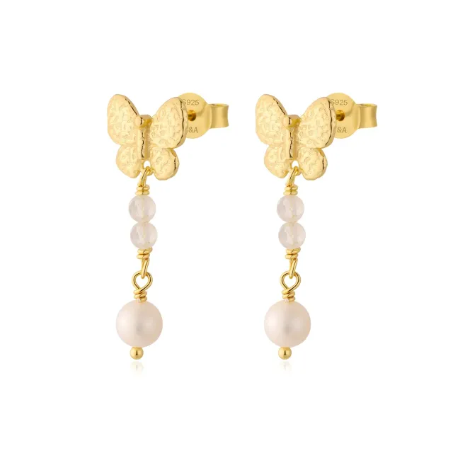 Wioga Olivia E-9012-GP øredobber forgylt perle 3 cm