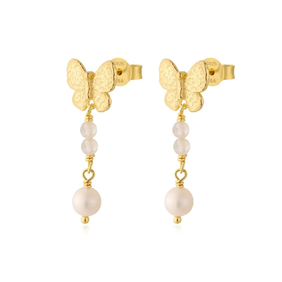 Wioga Olivia E-9012-GP øredobber forgylt perle 3 cm