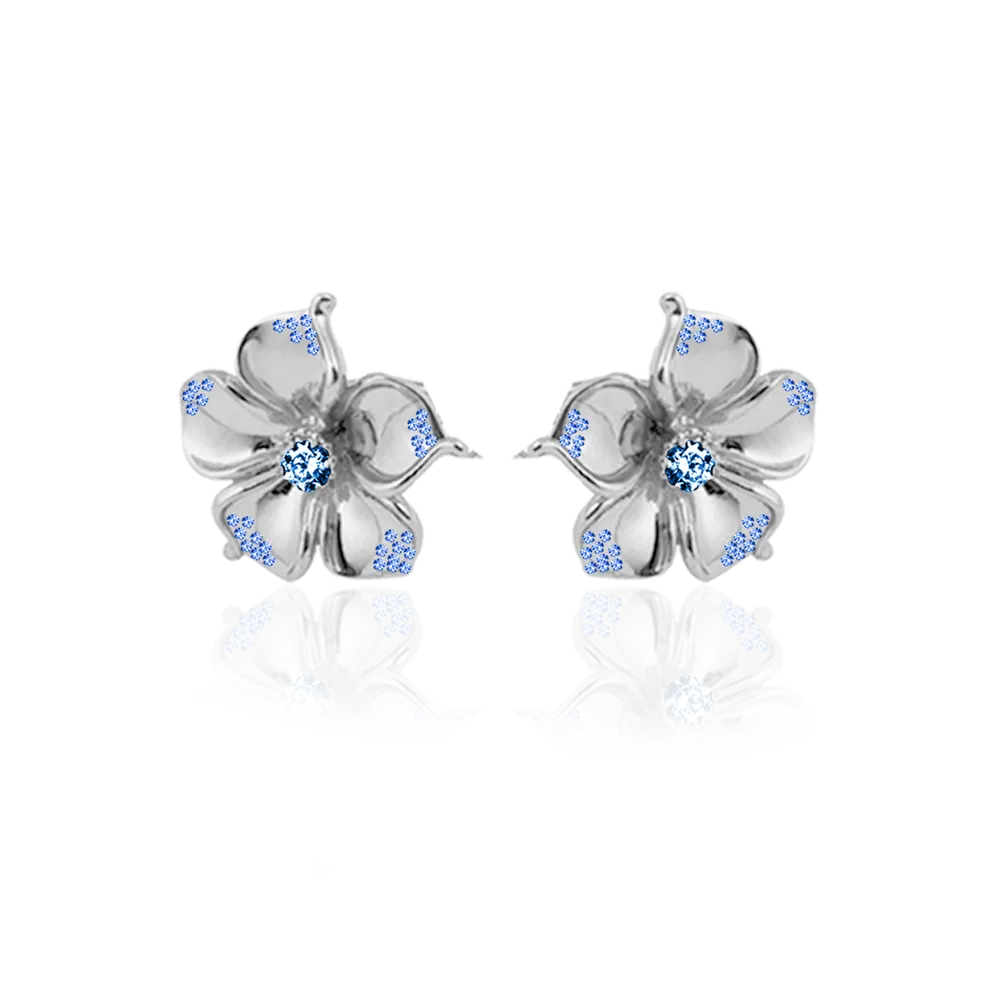 IOAKU La Fleur Crystal studs øredobber blå gull