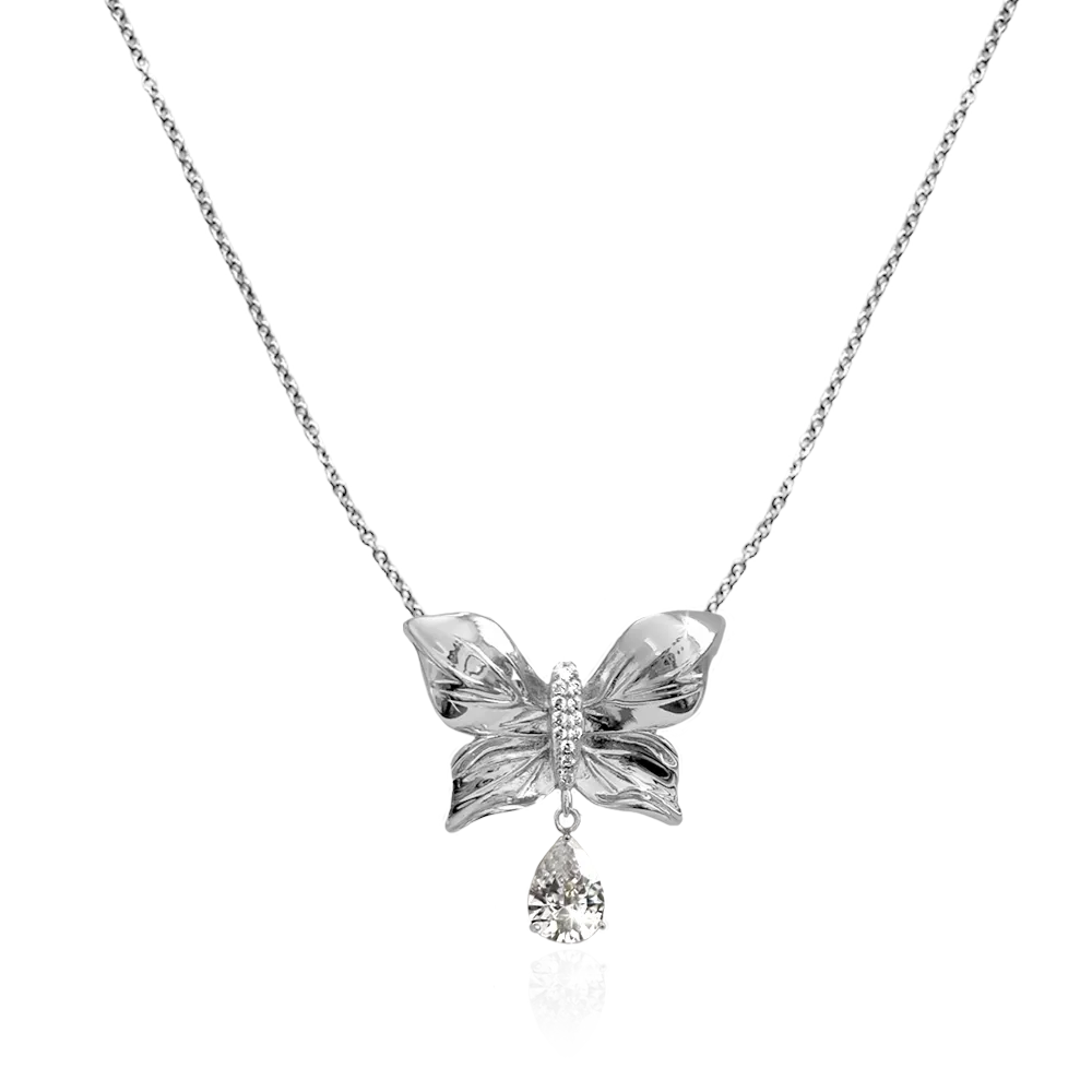 IOAKU Papillon Crystal halskjede gull sommerfugl