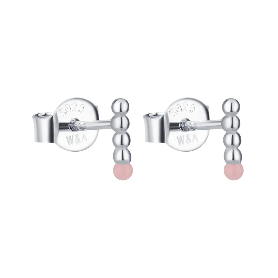 Wioga Dots øreringer sølv rosa emalje 0,7 cm