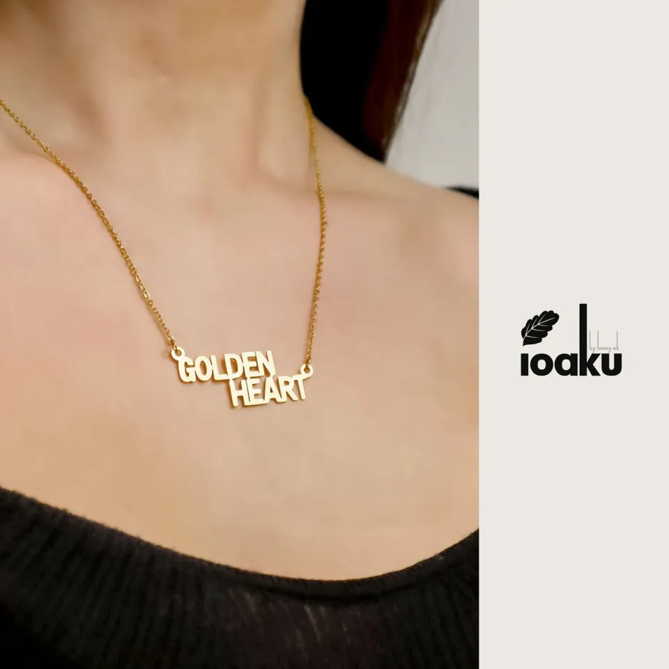 IOAKU Statement Quote Mini halskjede Golden Heart gull