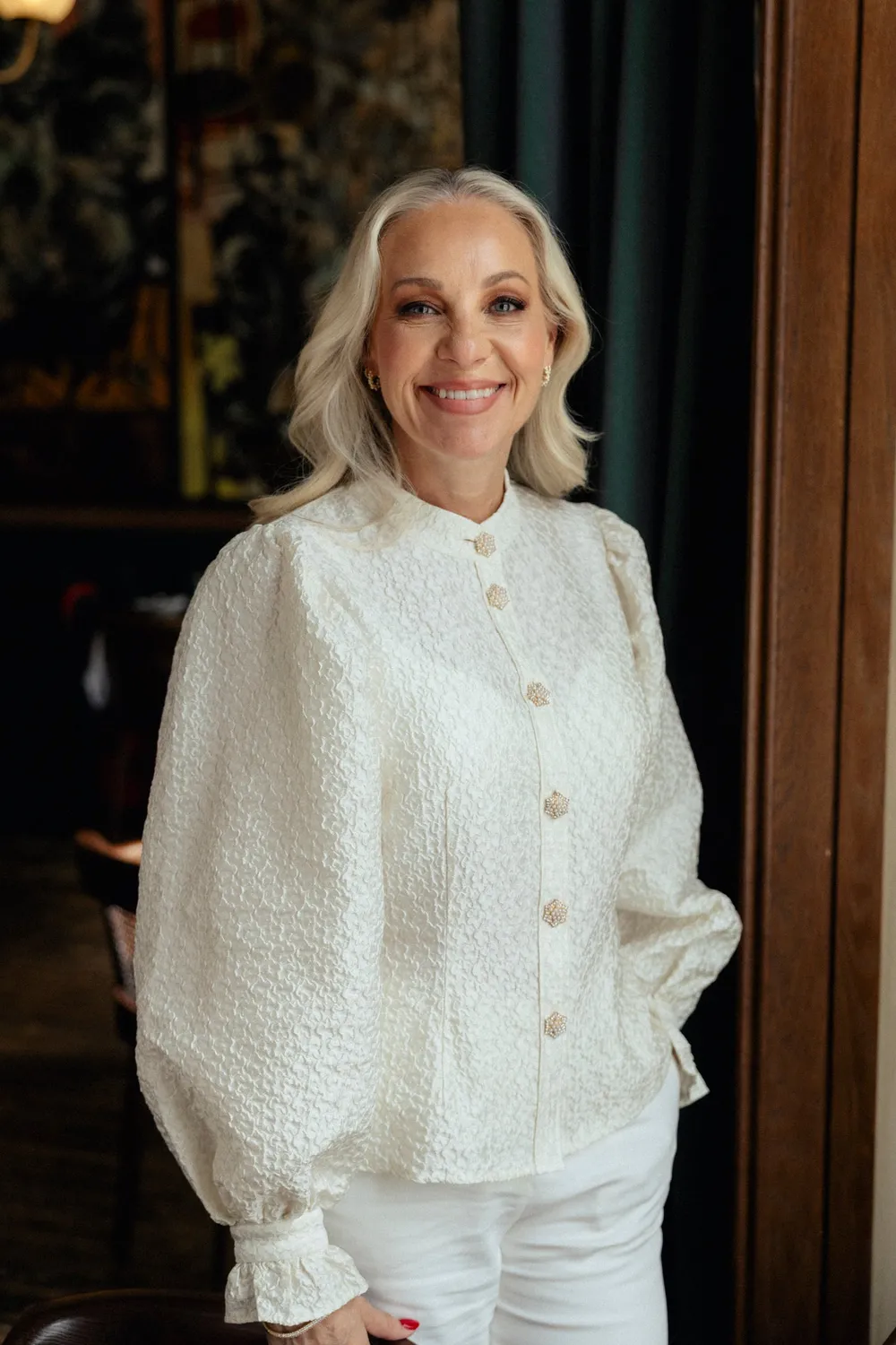 Janne Formoe Puffogfjongblusen bluse Bright White slimfit