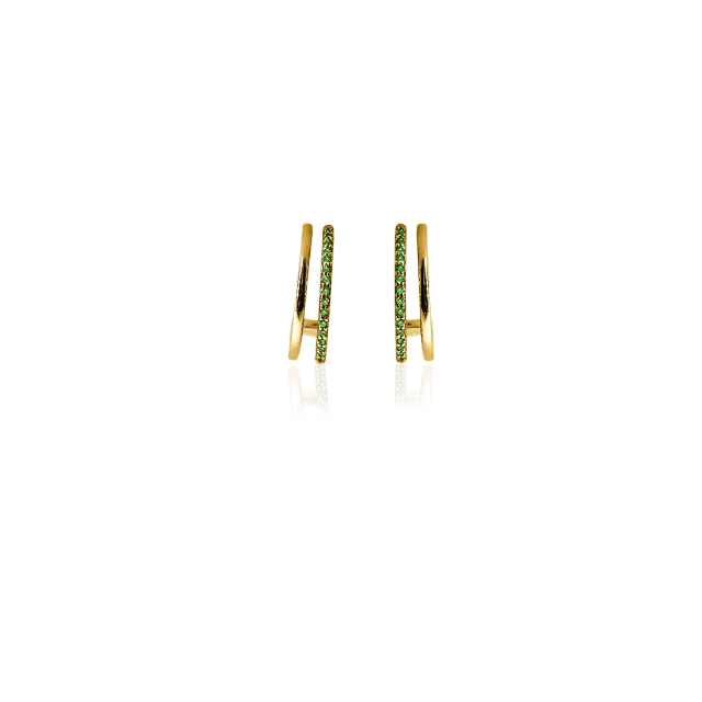 IOAKU Plain Crystal Twin Loop øredobber grønn