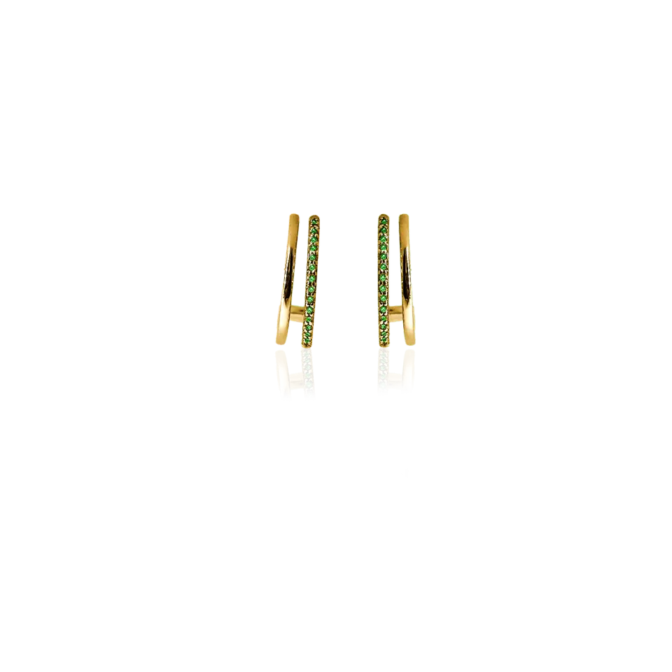 IOAKU Plain Crystal Twin Loop øredobber grønn
