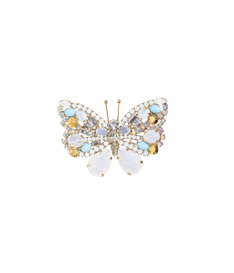 Loren Hope Small Butterfly brosje hvit opal