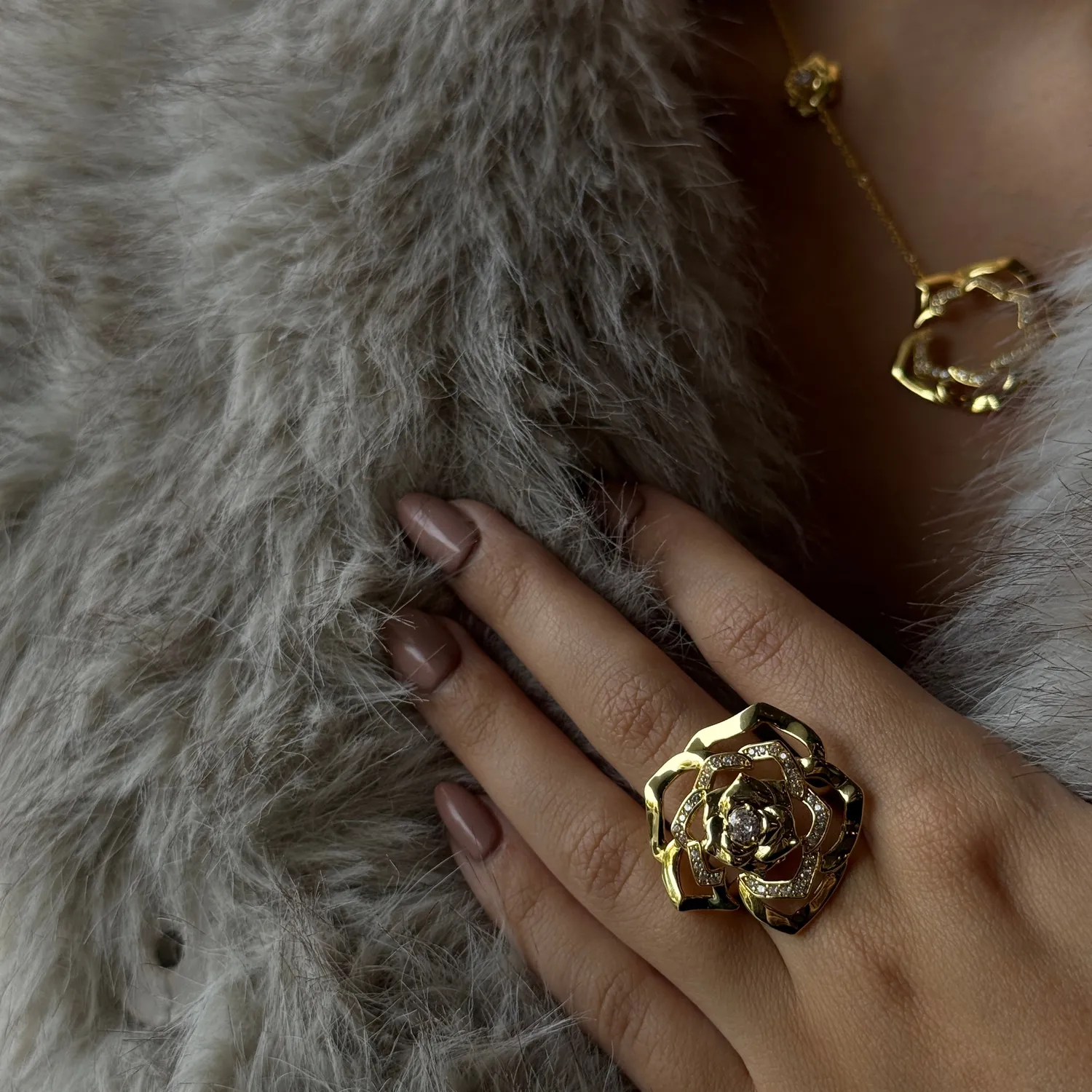 IOAKU Winter Flower ring sølv justerbar 3 cm