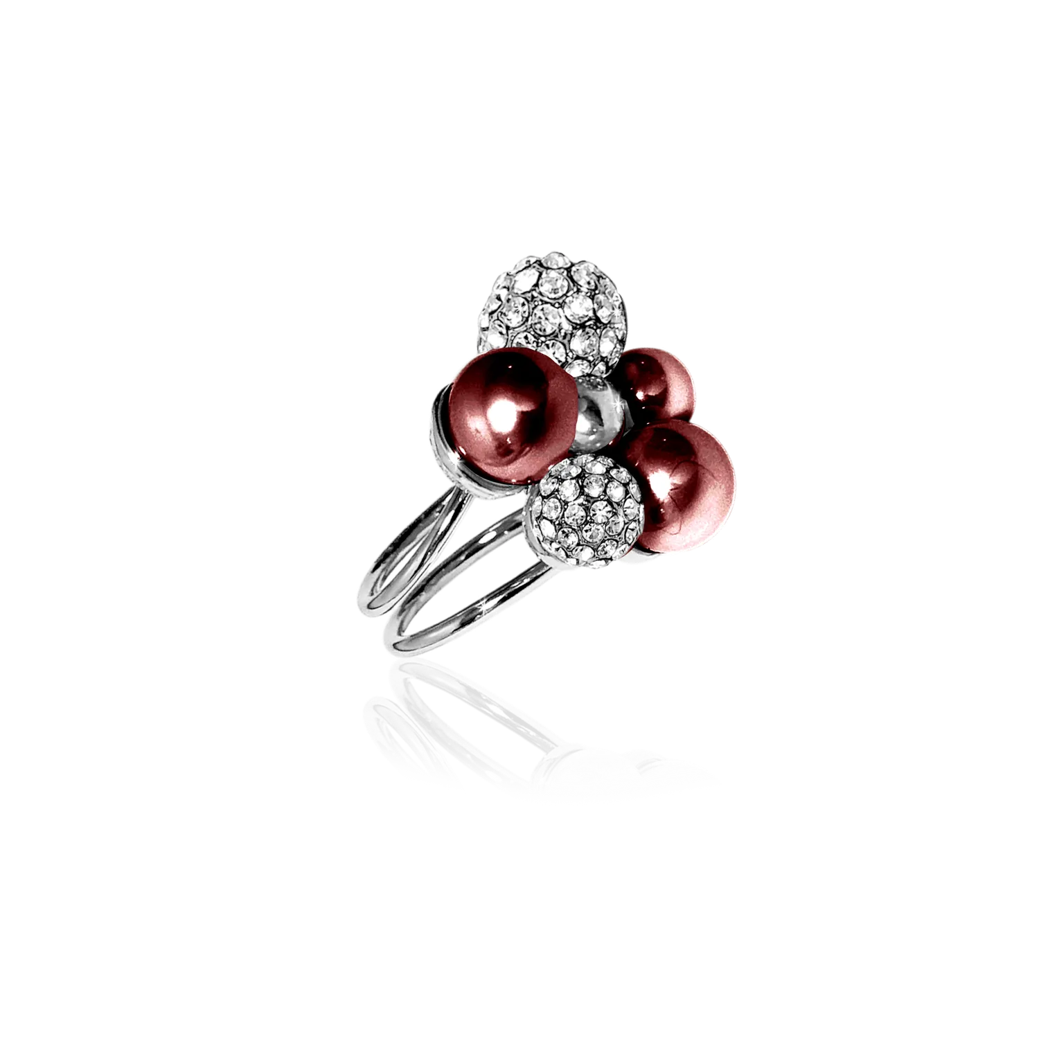 IOAKU Berry Pearl Sparkle Maxi ring burgunder justerbar