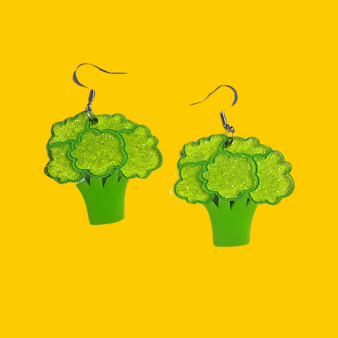 MiniKitty Broccoli øredobber akryl 1 par lett