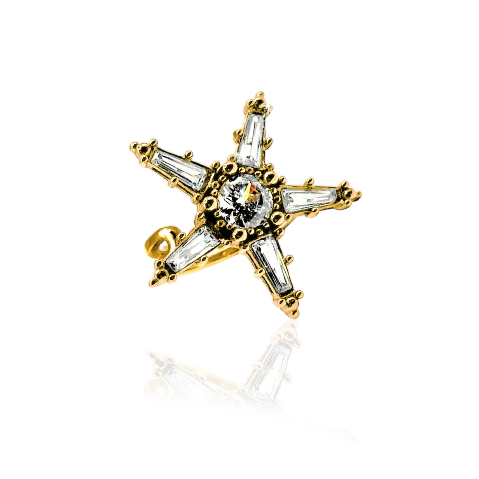IOAKU Starlumen Crystal Ring ring gull 3 cm nikkelfri