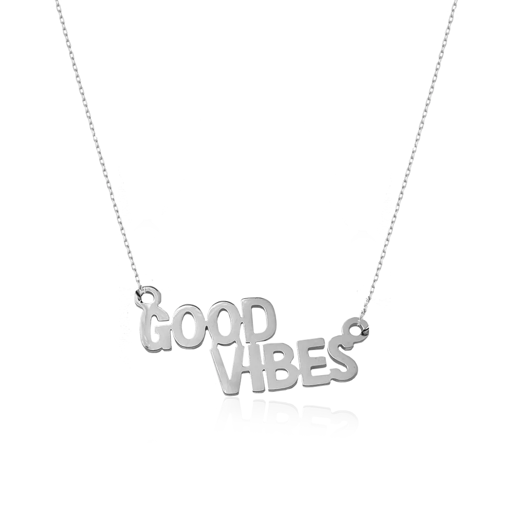 IOAKU Statement Quote Mini GOOD VIBES halskjede gull