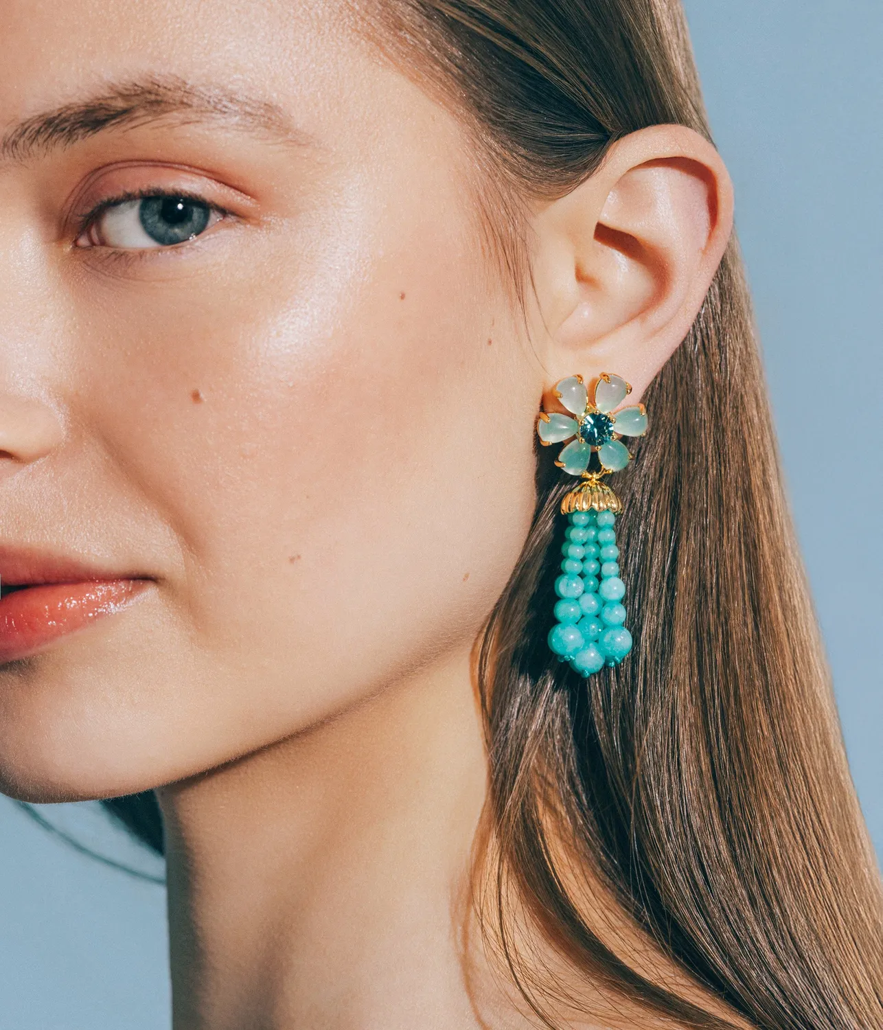 Loren Hope Talia Tassel øredobber Aqua 5,7 cm dusk