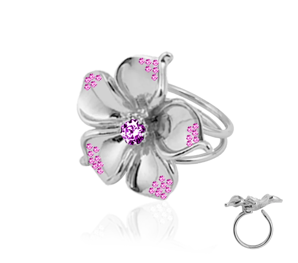 IOAKU La Fleur Crystal Ring ring gull rosa 7 krystall