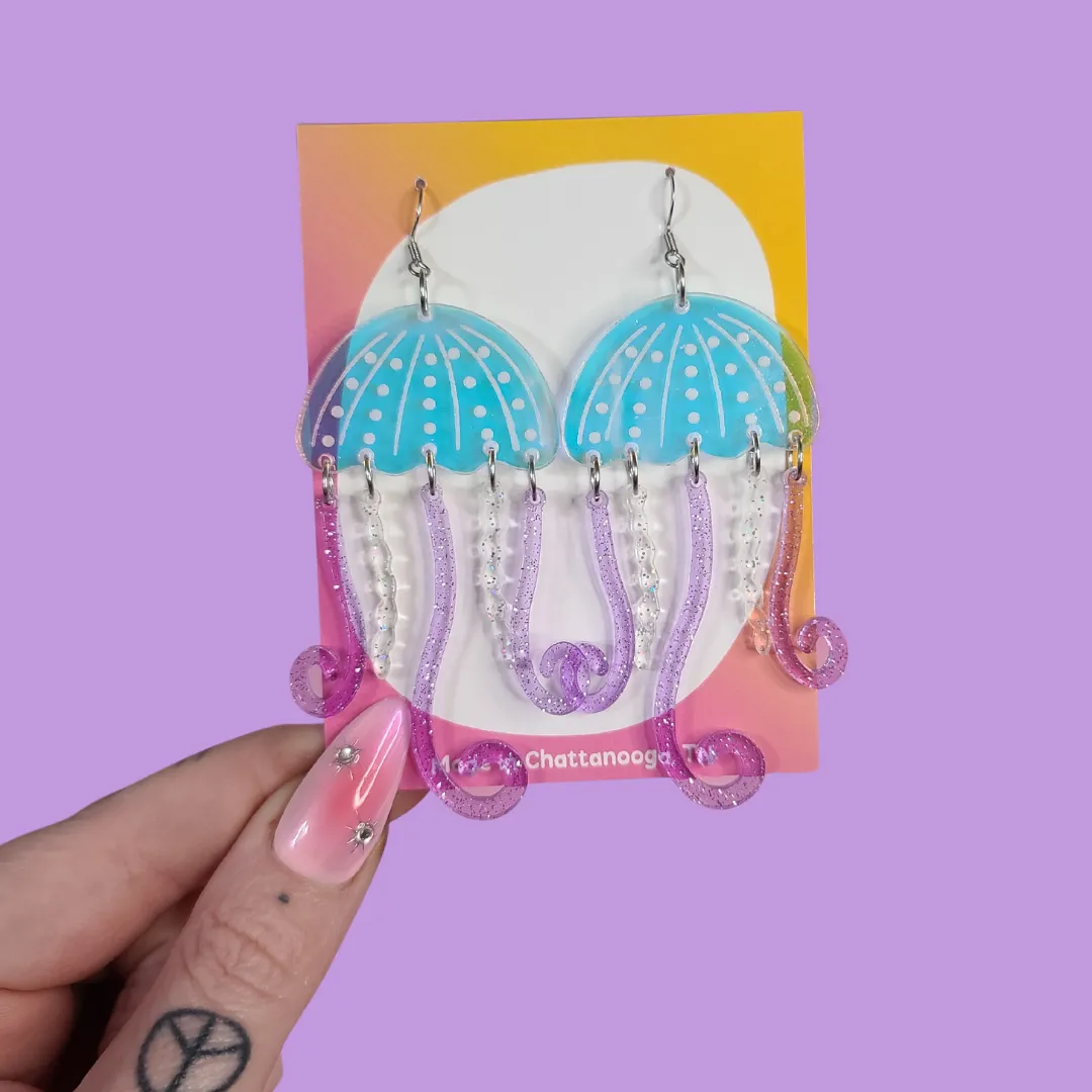 MiniKitty Jellyfish øredobber akryl statement
