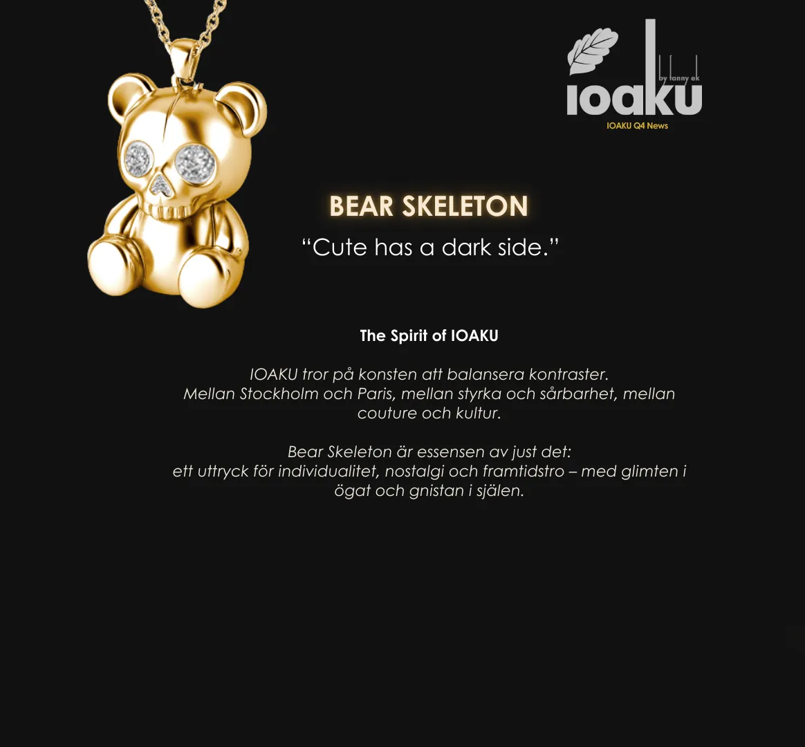 IOAKU Bear Skeleton mystery box sølv øredobber