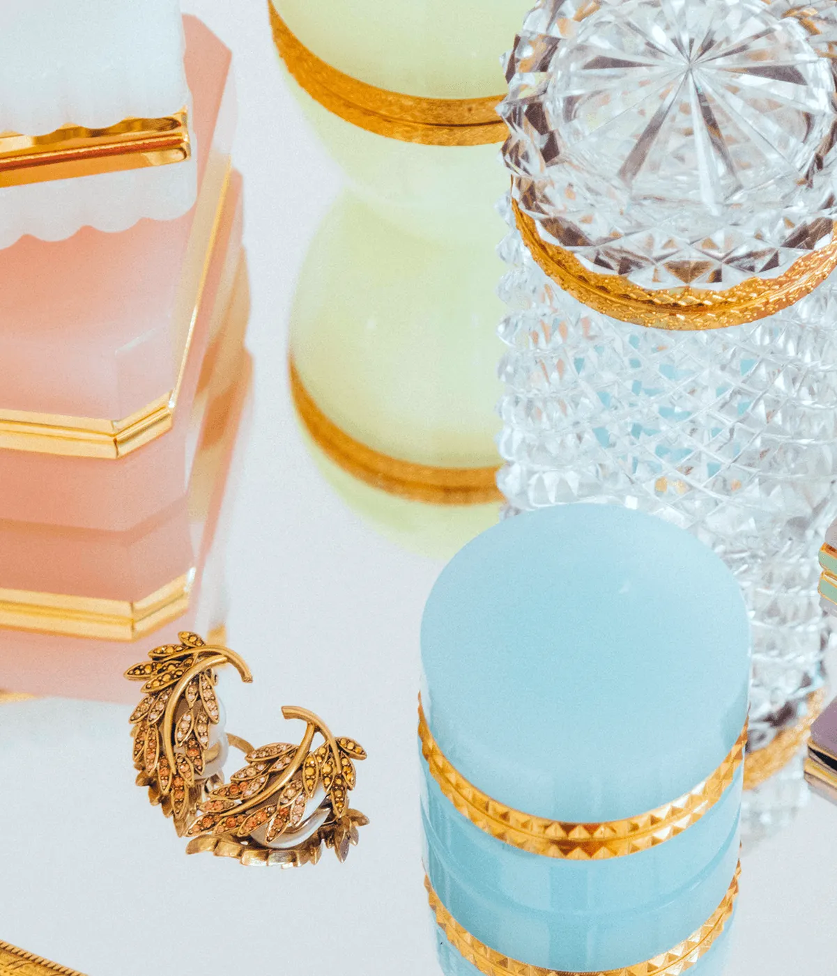 Loren Hope Small Round smykkeskrin Aqua glass